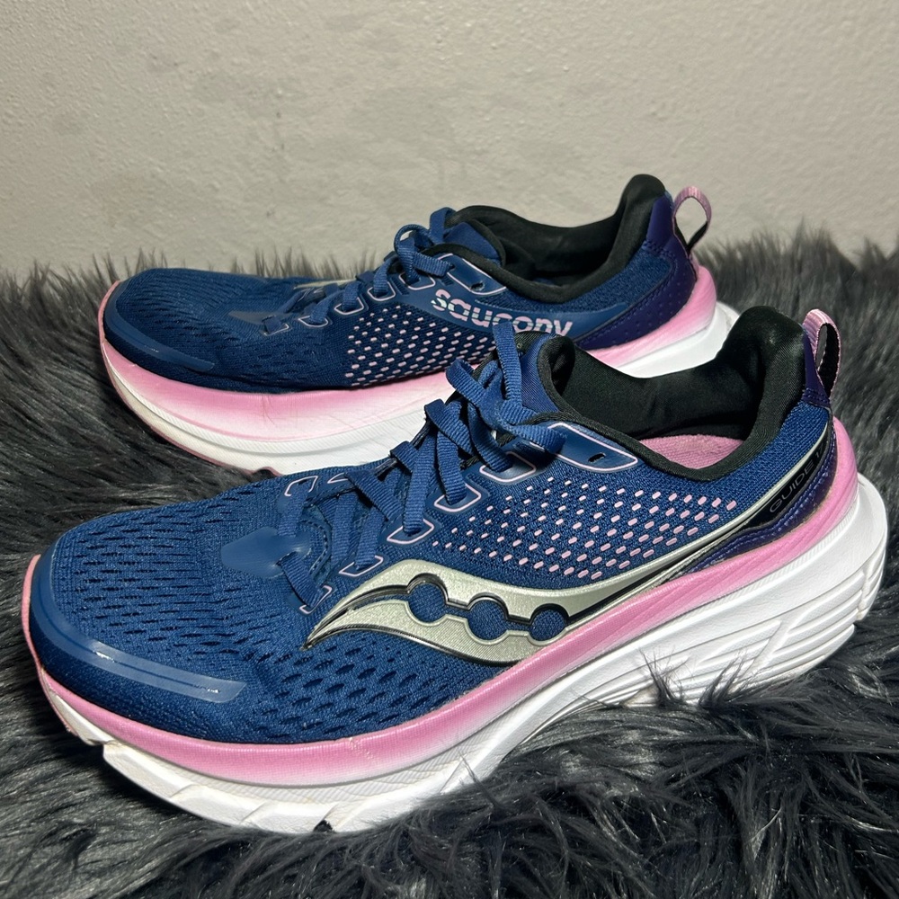 Saucony Guide 17 Stabiltiy Running NavyOrchid Lace Up Running Sneakers Size 8.5 - Picture 3 of 12